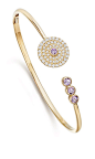 Fantasy Diamond and Lavender Amethyst Bangle in 18ct Yellow Gold
