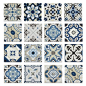 地中海风格蓝色花砖西班牙几何拼花瓷砖混铺墙地砖花片200x200mm-淘宝网