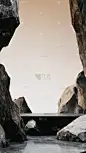 风光系列写实简约岩石展台背景