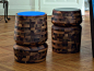 Low wooden stool with integrated cushion BOUCHON | Stool by Porada