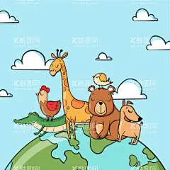 卡通动物背景  - 源文件下载【酷图网】动物背景,动物插图,卡通背景,野生动物,背景壁纸,卡通动物,动物保护