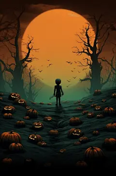 数字艺术AI万圣节节日元素插画