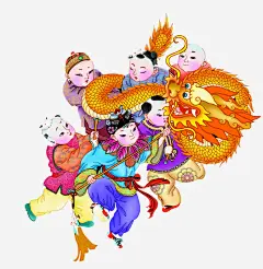 传统手绘舞龙高清素材 png 设计图片 免费下载 页面网页 平面电商 创意素材 png素材