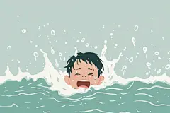 公益插画学生溺水