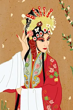 经典大气中国风国潮手绘戏曲插画
