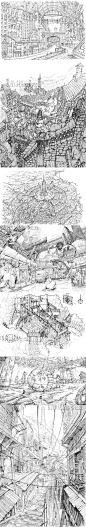 085 手绘线稿 动漫游戏场景 中日韩欧建筑风景等绘画设计参考素材-淘宝网