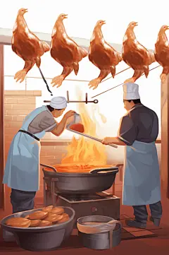 AI数字艺术美味北京烤鸭美食制作插画-众图网