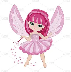漂亮的粉红色头发的小仙女。