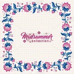 jacobean style flowers floral wreath frame