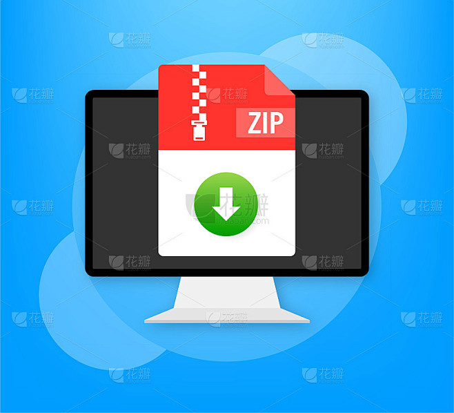 Zip文件。图标的网页背景设计。电子邮件签名。技术的矢量插图。技术背景。
