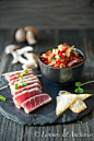 Seared Ahi with Wonton Crisps and Shiitake Mushroom Salsa from @lemonsandanchovies