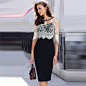 Fashion Lace Spliced Half Sleeve Slim Fit Pencil Dress