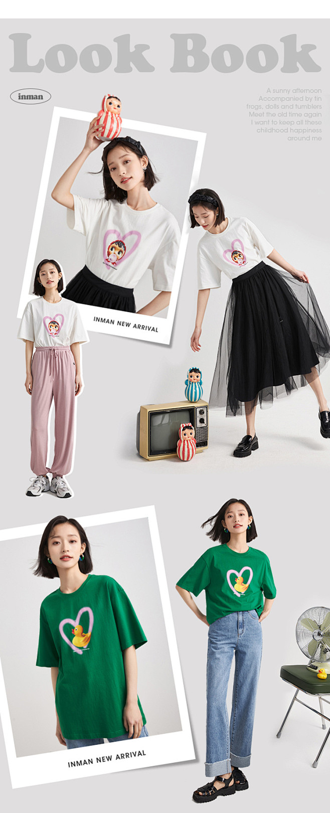 茵曼童趣趣味印花圆领T恤女士2022夏季...
