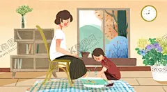 母亲节洗脚插画卡通背景素材 【酷图网】母亲节,洗脚,插画,卡通,背景,素材