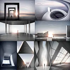 虚拟建筑空间场景震撼背景使命合成海报PSD设计模板psd196-淘宝网