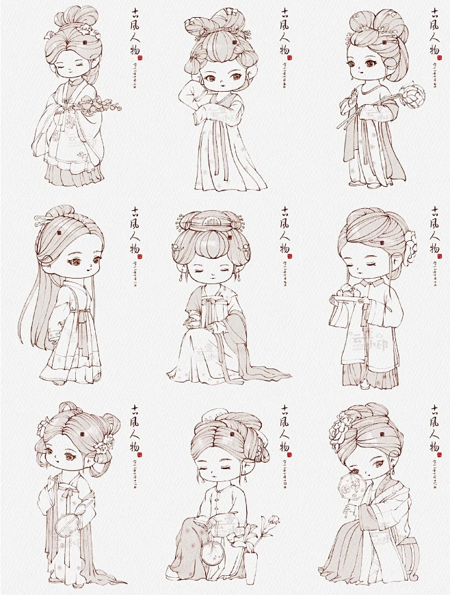 Q版古风人物集合（古风人物九宫格）