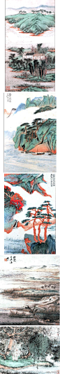 陆俨少《青绿山水画微展》 陆俨少早年致力于画人物和青绿山水，关注的是形与色于大简格局中的谨严和精微。陆俨少曾说过他要与注重用色的吴湖帆和张大千拉开距离，因而作山水不愿用重色而取淡设色，以突出线条墨韵。其实，这也是他一生不息的所求，使作品具有独创的风貌，神奇的笔墨，灵变的意韵。