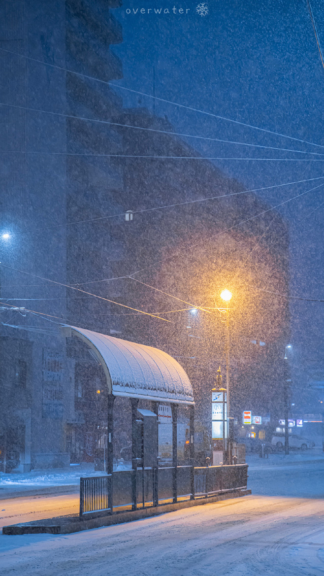 雪花降落的街道