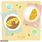 蛋包饭咖喱米饭餐桌美食刀叉美食插画食品插画素材下载-优图网-UPPSD