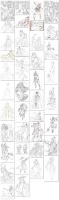 手绘临摹写生铅笔画sai古风人物线稿图插图插画线条设计模板素材-淘宝网