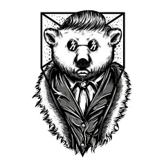 熊手绘涂鸦T恤装饰插画