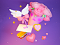 Valentine's Day heart flower love toys maxonc4d maxon kawaii illustration design 3d illustration