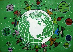 儿童画手拉手 保护地球_六一儿童网