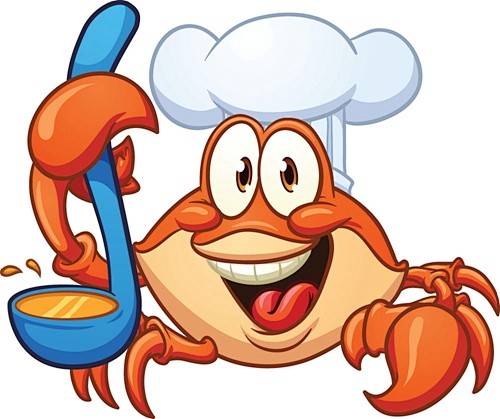 89螃蟹海蟹大闸蟹烹饪厨师卡通剪影标志造...