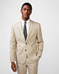 Slim Khaki Wool-linen Blend Suit Jacket