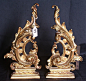 Pair bronze fireplace andirons. H:13.5"