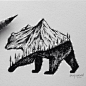 BRUSH PEN GRIZZLY #bear #art #illustration... |: 