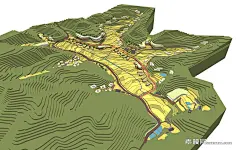 梯田景观SU模型下载_sketchup模型免费下载_素模网