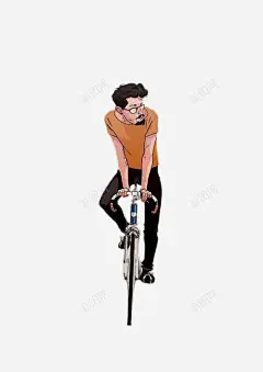 骑自行车的男子高清素材 卡通手绘 男子 自行车 免抠png 设计图片 免费下载
