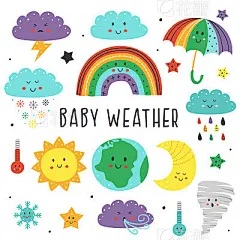 set of isolated elements of  baby weatherset of isolated elements of  baby weather
  - vector illustration, eps