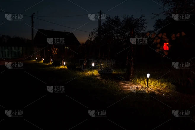 夜晚,小路,灯笼,水平画幅,巷,郊区,无人,街道,夏天,户外素材-花瓣网