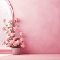 This is a simple display background, a clean pink background with pink roses, the overall color is pink, warm, photography, maximum resolution, maximum perfectionism, realistic composition, professional photography, maximum focus, master techniques, the b