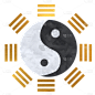 国潮风人物插画素材贴纸-八卦
