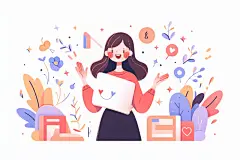 教师节扁平风插画