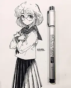 #插画狂想#黑白线描卡通人物
作者| ins：mitsumayo ​ ​​​​