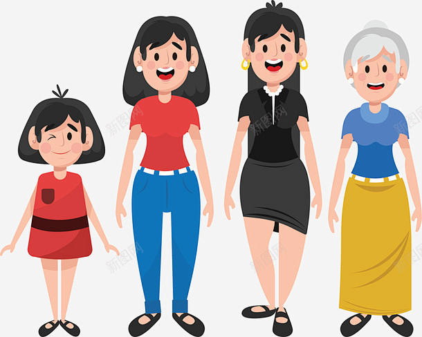 女人的一生年龄变化矢量图高清素材一生变化不同年龄人的一生人类人类