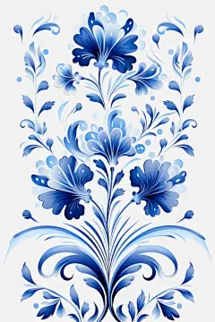 青花瓷花案插画绘画