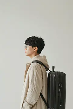 拖着行李箱去旅游