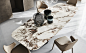 SKORPIO Keramik : skorpio keramik | tables - Table with base in titanium (GFM11), bronze (GFM18), graphite (GFM69), white (GFM71) or black (GFM73) embossed lacquered steel, Brushed Bronze or Brushed Grey lacquered steel. Top in ceramic Marmi Alabastro (KM