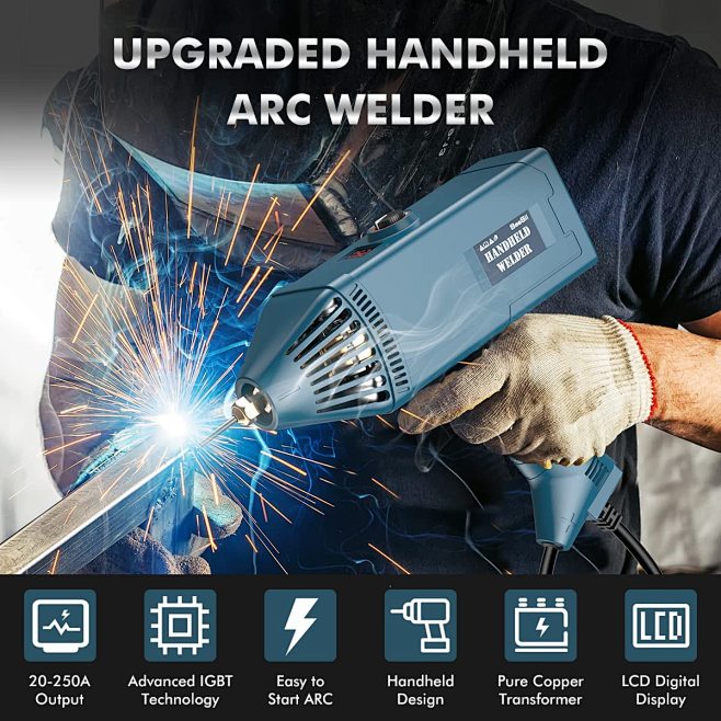 Upgraded Handheld Welding Machine,SeeSii 250Amp Portable ARC Welder Gun ...
