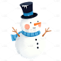 手绘-冬天季节元素贴纸套系-雪人