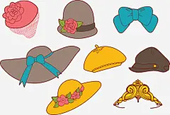 矢量图造型各异的帽子_新图网 https://ixintu.com 女士帽子 女郎 鲜花帽子 女王冠 青春少女 双十二