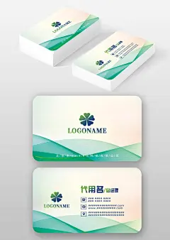 绿色线条环保农业科技公司企业商务名片设计
