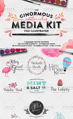 手绘水彩LOGO店标水印标志名片定制广告品牌商品设计不干胶素材-淘宝网