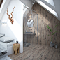 theAttic : Attic Bedroom concept. White, simple surfaces are used in order to reflect as much as possible difuse light within the room giving it light and minimal look. Wooden floor and back wall acts as a balancing element  to the overall monochroatic pa