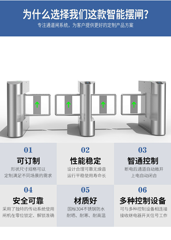 摆闸人行通道闸人脸识别消费闸机防撞摆闸景...